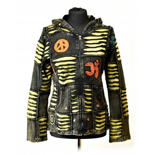 Bluza Bawełniana Czarno-Żółta (szary żółty)