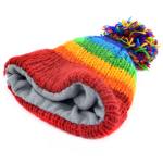 Czapka wełniana tęcza POM POM beanie