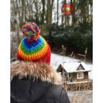 Czapka wełniana tęcza POM POM beanie