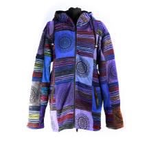 Bluza z polarem gruba PATCHWORK błękit NOCY