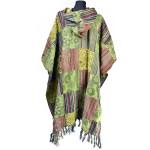 Nepalskie PONCZO patchwork ETNO Handmade FRĘDZLE