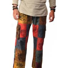 Spodnie w łaty Patchwork Kieszenie bojówki